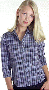 Button  Down Stretch Plaid Shirt